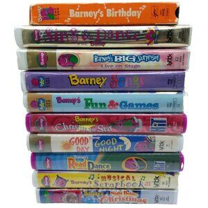 10 Barney VHS Fun & Games Christmas Birthday Musical Scrapbook Songs Sing Dance